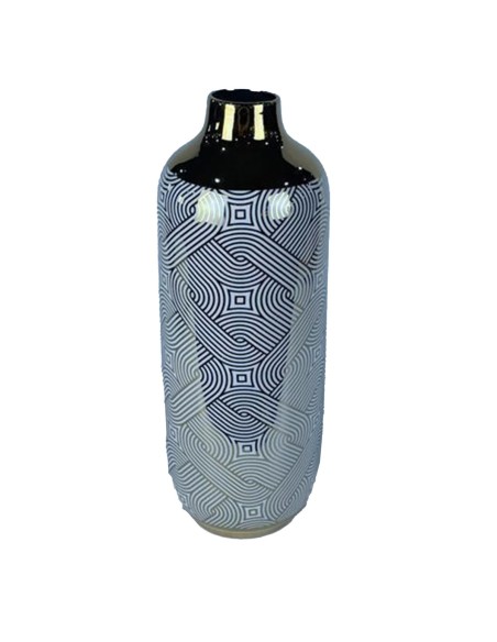 Vase DKD Home Decor Porcelaine Doré Blanc Oriental (16 x 16 x 42 cm)