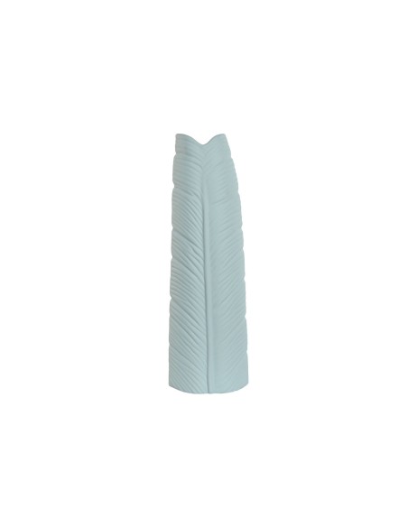 Vase Home ESPRIT Bleu ciel Grès Tropical Feuille d'une plante 22 x 15 x 70 cm