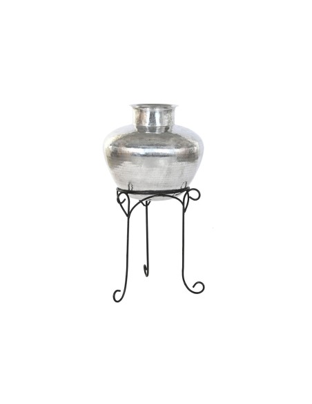 Vase Home ESPRIT Noir Argenté Aluminium 45 x 45 x 95 cm