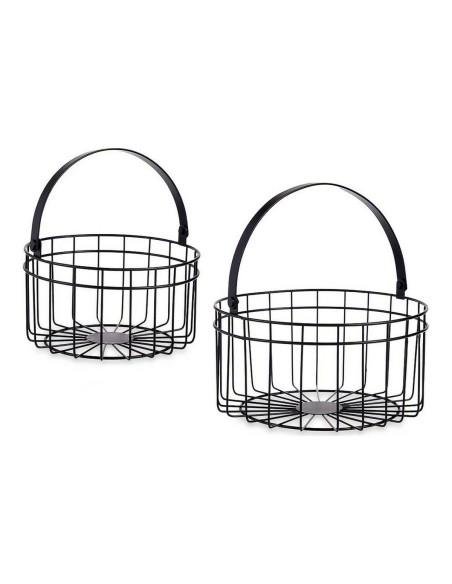 Panier Noir Métal 25 x 27 x 25 cm (2 pcs)