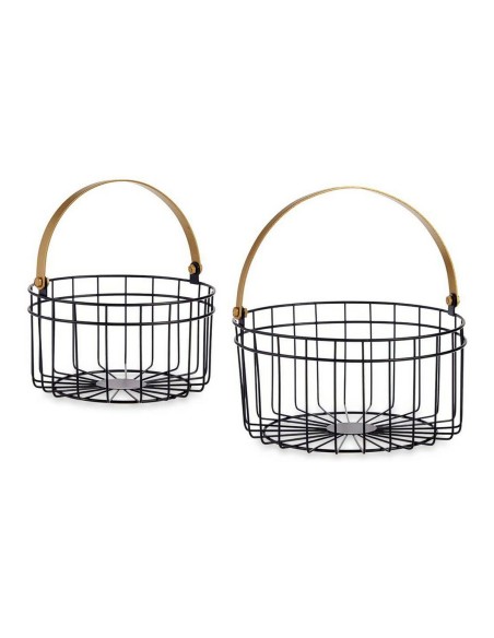 Panier Noir Doré Métal 25 x 27 x 25 cm (2 pcs)