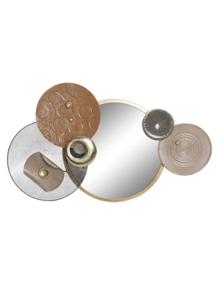 Décoration murale DKD Home Decor Miroir Gris Doré Métal Terre cuite Moderne Cercles (96,5 x 7 x 59 cm)