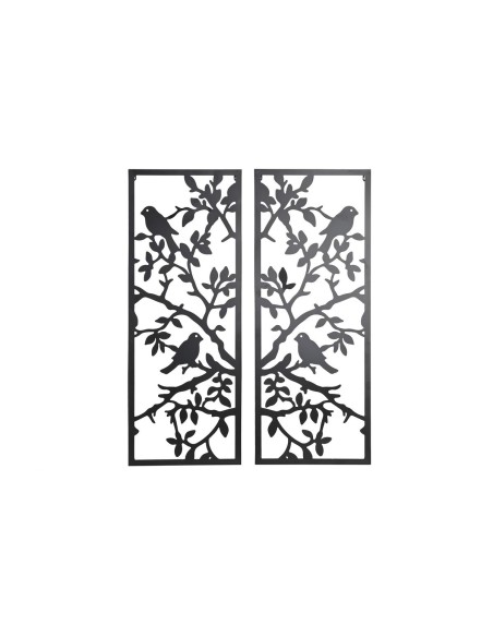 Décoration murale DKD Home Decor (2 Pièces) Métal Oiseaux Shabby Chic (35 x 1,3 x 91 cm)