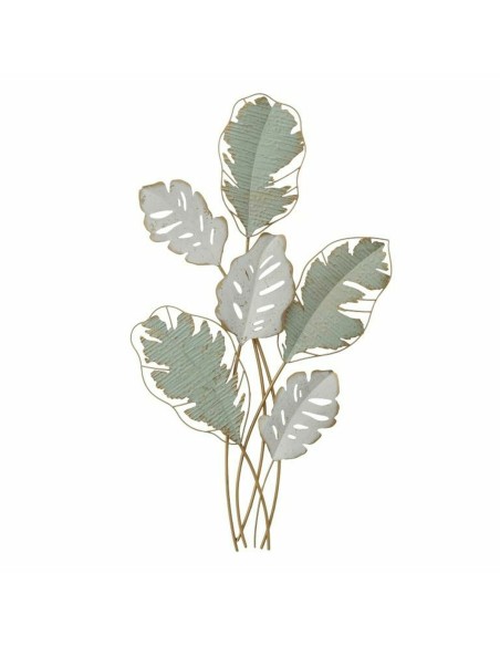 Décoration murale DKD Home Decor Métal Blanc Vert Moderne Feuille d'une plante (57 x 5,7 x 103 cm)