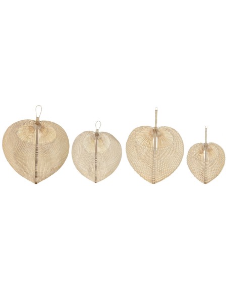 Décoration murale Home ESPRIT Marron Clair Naturel Éventail Tropical (4 Pièces)