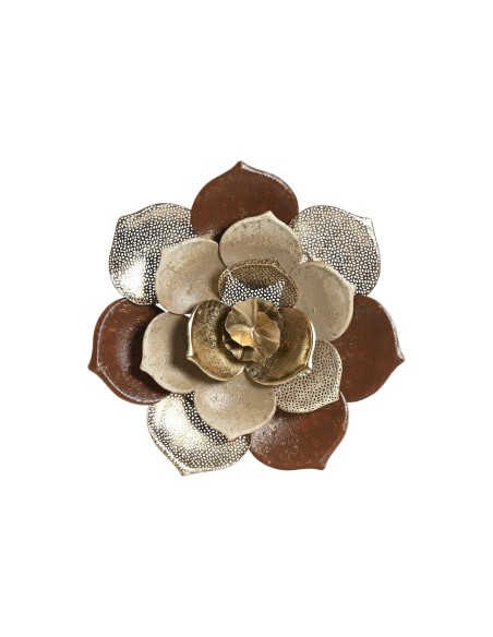Décoration murale Home ESPRIT Doré Terre cuite Moderne Fleur 51 x 6,5 x 51 cm