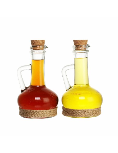 Ensemble salière et poivrier DKD Home Decor 9 x 9 x 16 cm Verre Naturel Transparent Liège 320 ml 2 Unités