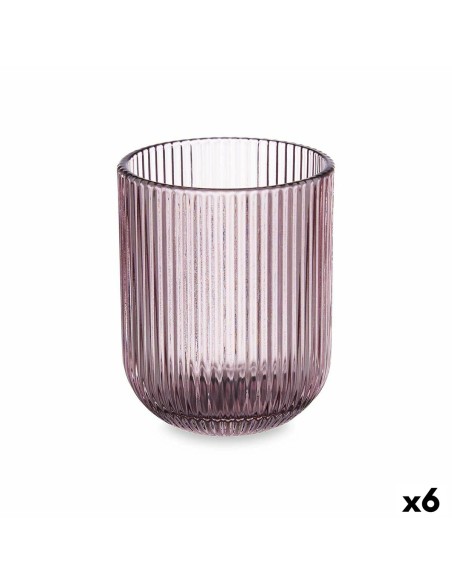 Verre Rayures Rose Verre 270 ml (6 Unités)