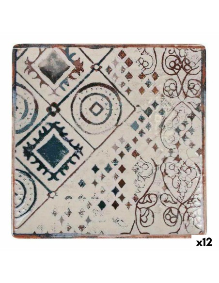 Assiette à dessert La Mediterránea Grecia Porcelaine 18 x 18 x 2 cm (12 Unités)