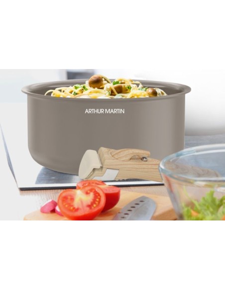 Set de 3 casseroles - Tous feux dont induction - ARTHUR MARTIN - AM1122 - Céramique - Ø 16-18-20 cm  poignée amovible - Taupe – ARTHUR MARTIN (Batterie De Cuisine) | STORE PRO SHOP 