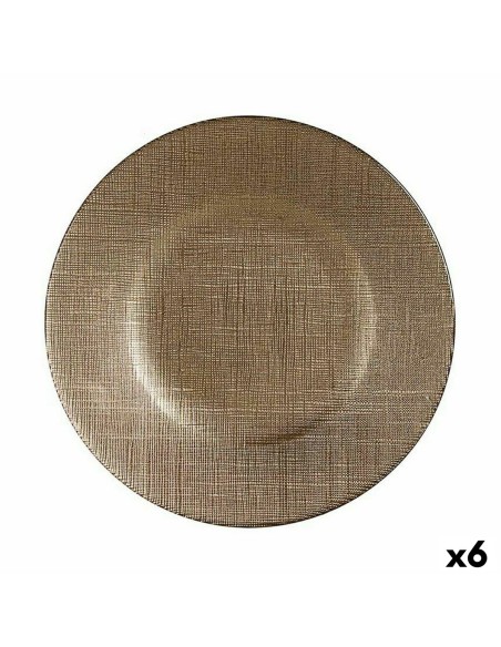 Assiette plate Doré verre 6 Unités (21 x 2 x 21 cm)