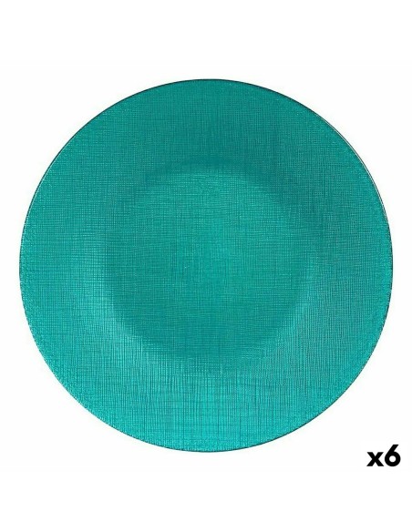 Assiette plate Turquoise verre 27,5 x 2 x 27,5 cm (6 Unités)