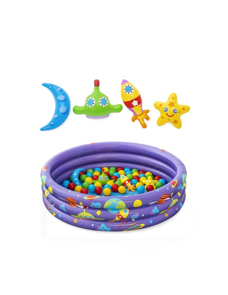 Bestway Piscine Gonflable Enfantine 3 Anneaux avec Balles 102x25 cm 2 Ans Intérieur et Jardin 52466