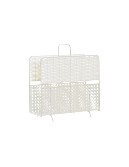 Porte-revues DKD Home Decor Naturel Métal Blanc osier (36,5 x 15 x 41 cm)