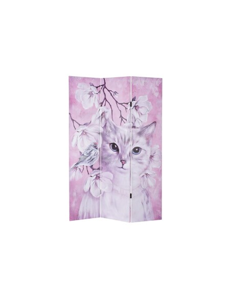 Paravent DKD Home Decor Chat Toile 120 x 2,5 x 180 cm Pin