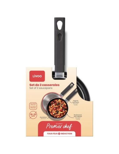 Set de 2 casseroles - LIVOO - MEP154R - Antiadhésif sans PFOA ni PFOS - Manche silicone - Tous feux dont induction – LIVOO (Casserole) | STORE PRO SHOP 