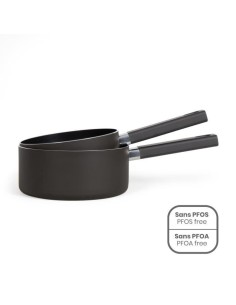 Set de 2 casseroles - LIVOO - MEP154N - Antiadhésif sans PFOA ni PFOS - Manche silicone - Tous feux dont induction