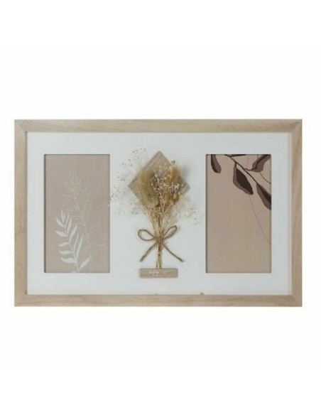 Cadre photo DKD Home Decor 39 x 1,2 x 22 cm Verre Naturel Blanc Shabby Chic