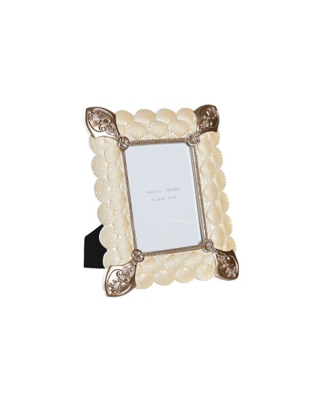 Cadre photo DKD Home Decor 22,8 x 2,6 x 28,6 cm Verre Cuivre Blanc Résine Romantique