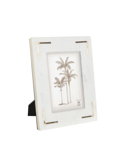 Cadre photo Home ESPRIT Blanc Doré Laiton Marbre Naturel Shabby Chic 20 x 2 x 25 cm