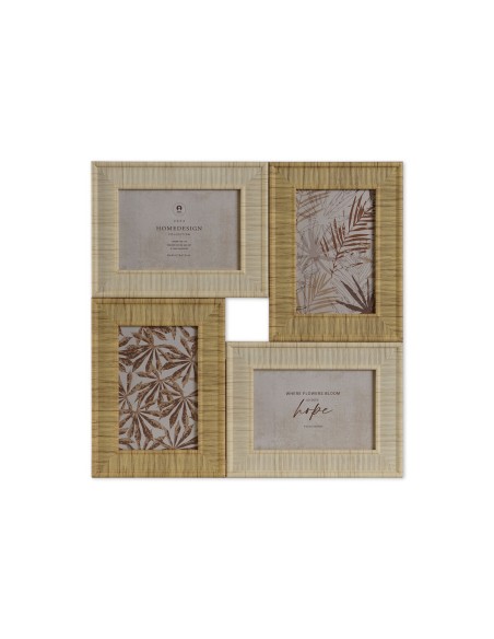 Cadre photo Home ESPRIT Beige Naturel Verre polystyrène Scandinave 36 X 2 X 36 cm