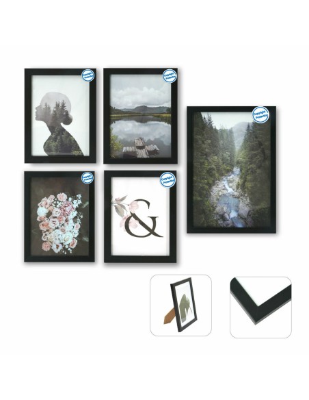 Cadre photo DKD Home Decor Multiple 23 x 2 x 28 cm Noir Moderne Bois MDF