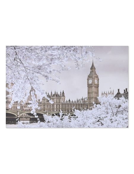 Cadre Home ESPRIT Blanc Doré Paillettes Londres Loft 150 x 3 x 100 cm (2 Unités)