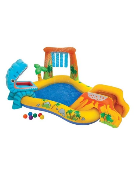 Aire de jeux gonflable - INTEX - Jurrasic - 272 Litres - 2 ans et  - 249 x 191 x 109 cm - Inclus : 6 balles colorées