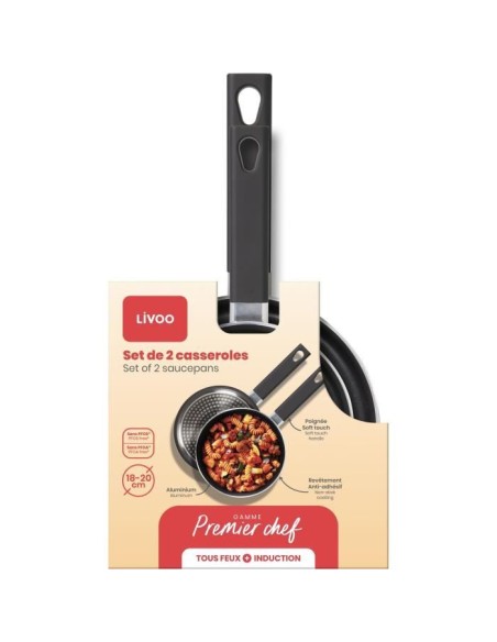 Set de 2 casseroles - LIVOO - MEP154N - Antiadhésif sans PFOA ni PFOS - Manche silicone - Tous feux dont induction – LIVOO (Casserole) | STORE PRO SHOP 