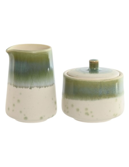 Laitière et sucrier Home ESPRIT Blanc Vert Porcelaine 250 ml 9 X 9 X 8,4 cm 2 Pièces