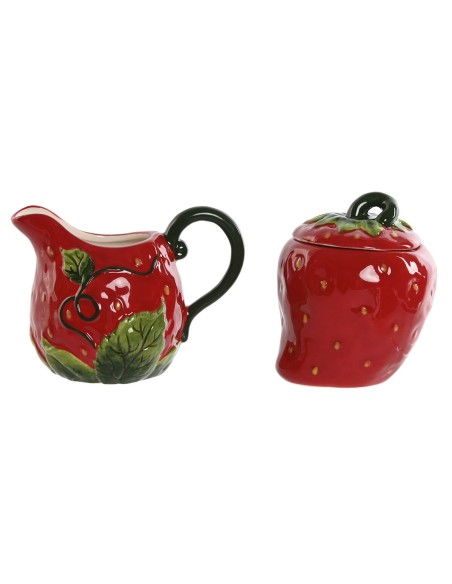 Laitière et sucrier Home ESPRIT Rouge Grès 15 x 10 x 11 cm 2 Pièces