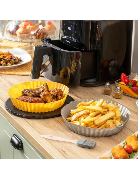 Paniers en Silicone avec Pinceau pour Friteuses à Air Mollicon InnovaGoods 2 Unités