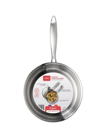Brigade - Casserole en acier inoxydable 18 cm - LIVOO - MEP160 - Acier inoxydable Triply - Tous feux dont induction - Made in  – LIVOO (Casserole) | STORE PRO SHOP 