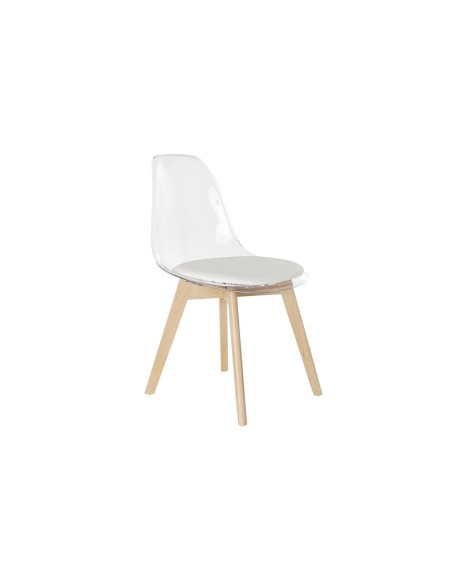 Chaise de Salle à Manger DKD Home Decor Blanc Transparent Naturel 54 x 47 x 81 cm