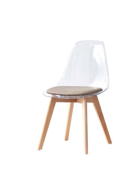 Chaise de Salle à Manger DKD Home Decor Beige Bois Polycarbonate 54 x 47 x 81 cm