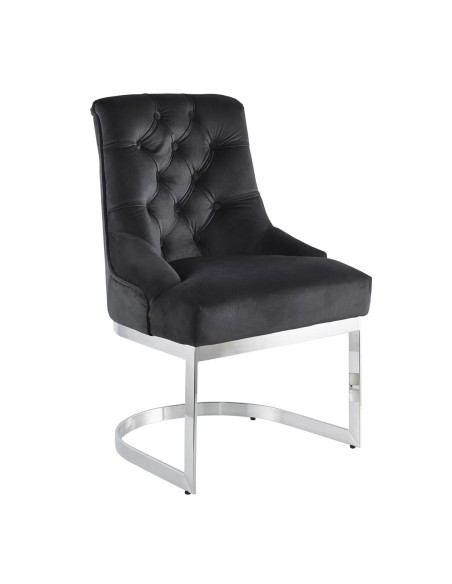 Chaise de Salle à Manger DKD Home Decor Noir Argenté 60 x 58 x 93 cm