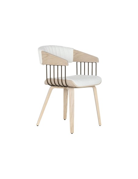 Chaise de Salle à Manger Home ESPRIT Blanc Polyester Bois 51 x 55 x 76,5 cm
