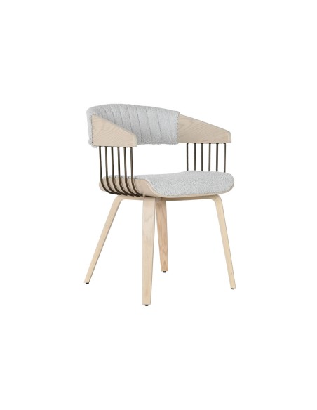 Chaise de Salle à Manger Home ESPRIT Gris Polyester Bois 51 x 55 x 76,5 cm