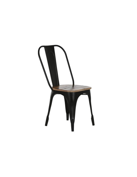 Chaise de Salle à Manger Home ESPRIT Noir Brun foncé Bois Métal 48 x 55 x 92 cm