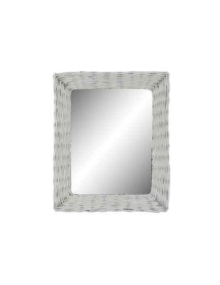 Miroir mural DKD Home Decor Verre MDF Blanc osier Cottage (53 x 63 x 4 cm) (53,5 x 4 x 62,5 cm)