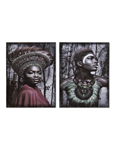 Cadre DKD Home Decor Africaine Colonial (30 x 1,8 x 40 cm) (2 Unités) 30 x 1.8 x 40 cm (2 pcs)