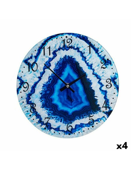 Horloge Murale Marbre Bleu Verre 30 x 4 x 30 cm (4 Unités)