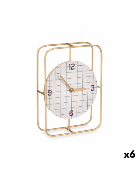 Horloge de table Vérifié Noir Métal Bois MDF 18,5 x 25,5 x 6 cm (6 Unités)