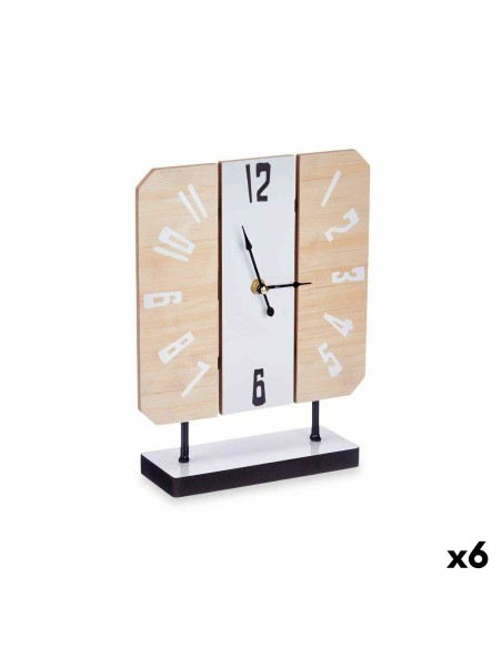 Horloge de table Blanc Métal Bois MDF 22 x 28 x 7 cm (6 Unités)