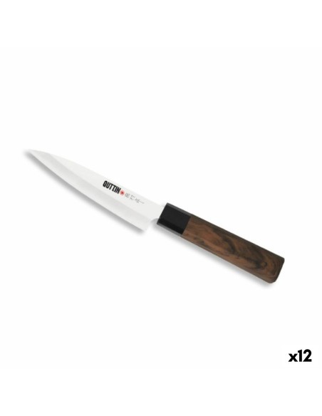 Couteau de cuisine Quttin Banno Takamura Marron Argenté 12 cm (12 Unités)