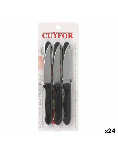 Ensemble de Couteaux Cuyfor Filo Noir Argenté 6 Pièces (24 Unités)