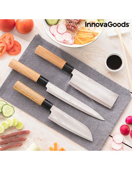 Ensemble de Couteaux Japonais avec Étui de Transport Professionnel Damas·Q InnovaGoods – INNOVAGOODS (Couteau De Cuisine) | STORE PRO SHOP 