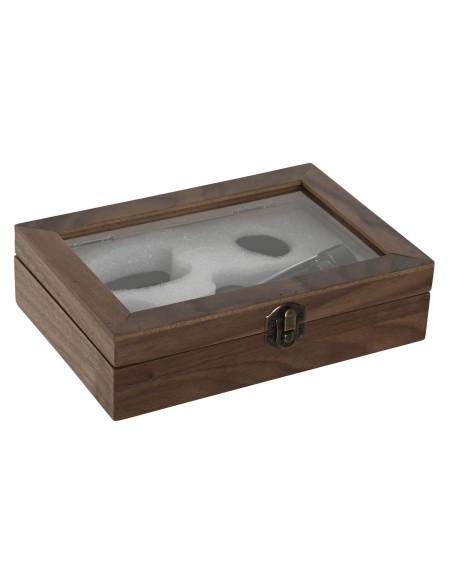 Set d'Accessoires pour Vin Home ESPRIT Noir Naturel Acier inoxydable Bois MDF 21 x 14,5 x 5,4 cm –  (Accessoires Vin) | STORE PRO SHOP 