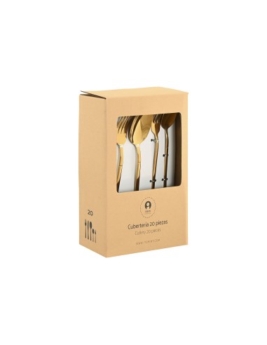 Couverts Home ESPRIT Doré Acier inoxydable 17 x 7 x 24 cm 20 Pièces –  (Couteau De Cuisine) | STORE PRO SHOP 