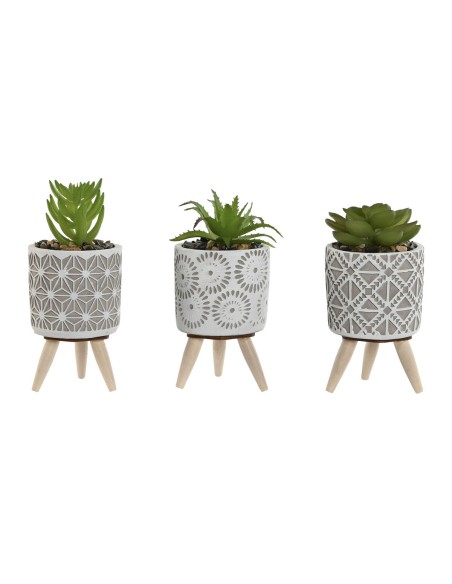 Plante décorative Home ESPRIT Polyéthylène Ciment 6,5 x 6,5 x 11 cm (3 Unités) –  (Decoration Lumineuse) | STORE PRO SHOP 